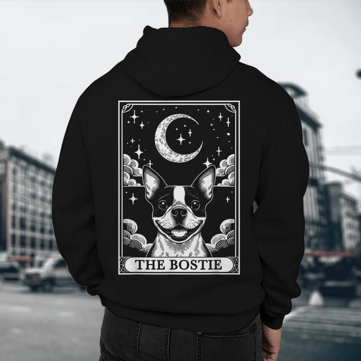 Tarot Card Vintage Crescent Moon Boston Terrier Dog Mom Men's Hoodie Back Print, novelty gifts, funny gifts