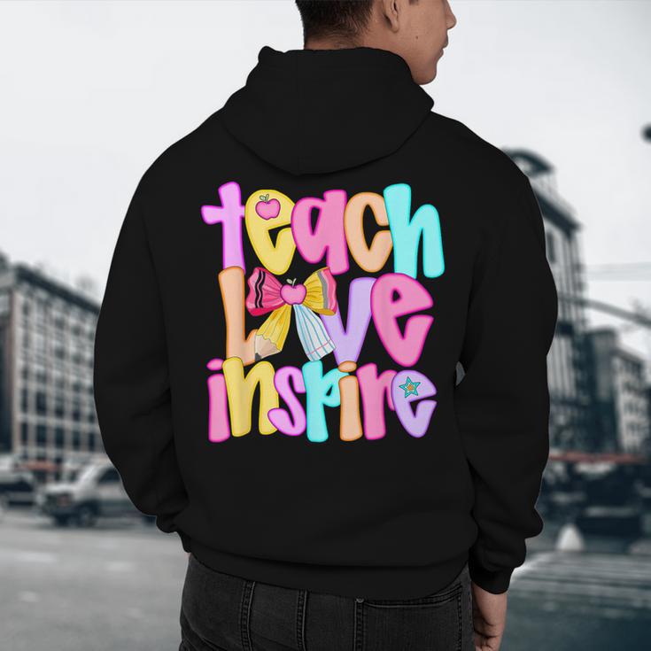 Teach Love Inspire Preppy Back To School Teacher Women Men's Hoodie Back Print, novelty gifts, funny gifts Teach Love Inspire Preppy Back To School Teacher Women Men's Hoodie Back Print, novelty gifts, funny gifts