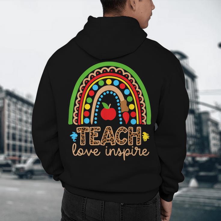 Teach Love Inspire Rainbow Leopard Cheetah Print Teacher Men's Hoodie Back Print, novelty gifts, funny gifts Teach Love Inspire Rainbow Leopard Cheetah Print Teacher Men's Hoodie Back Print, novelty gifts, funny gifts