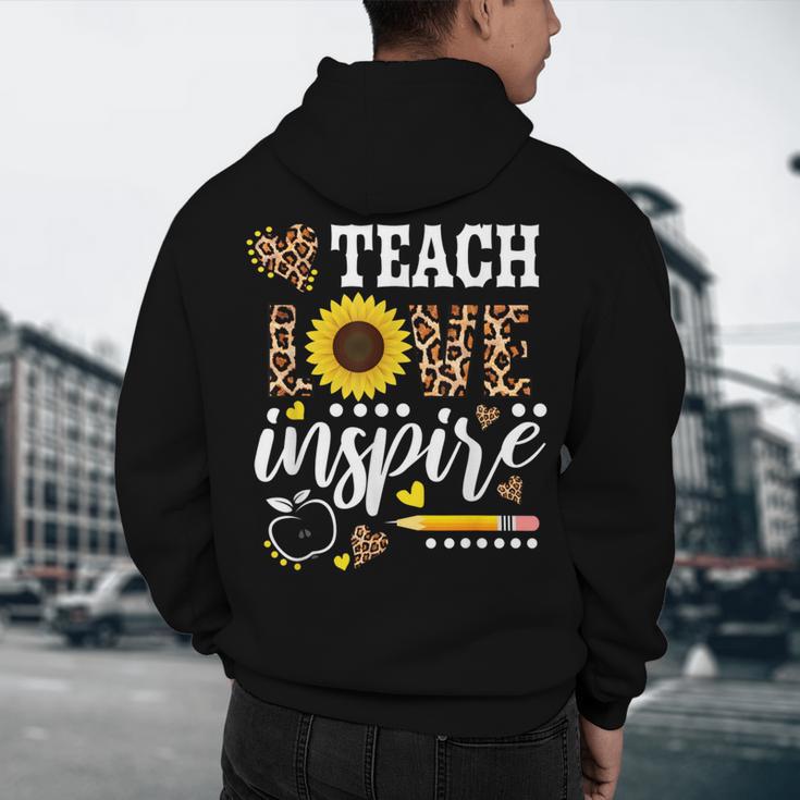 TEACH LOVE INSPIRE Teacher Sunflower Appreciation Men's Hoodie Back Print, novelty gifts, funny gifts