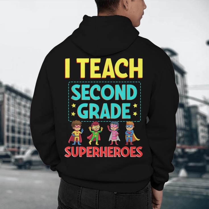 I Teach Second Grade Superheroes Teacher Superhero Men's Hoodie Back Print, novelty gifts, funny gifts