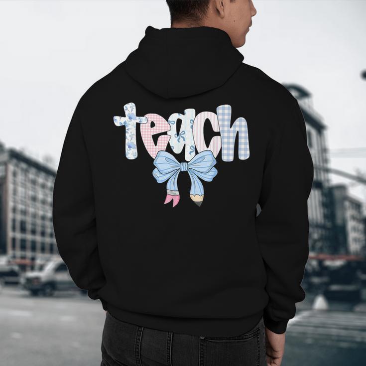 Teach Teacher Coquette Bow Pencil Back To School First Day Men's Hoodie Back Print, novelty gifts, funny gifts Teach Teacher Coquette Bow Pencil Back To School First Day Men's Hoodie Back Print, novelty gifts, funny gifts