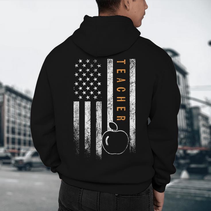 Teacher American Flag Teacher's Day Teaching Men's Hoodie Back Print, novelty gifts, funny gifts