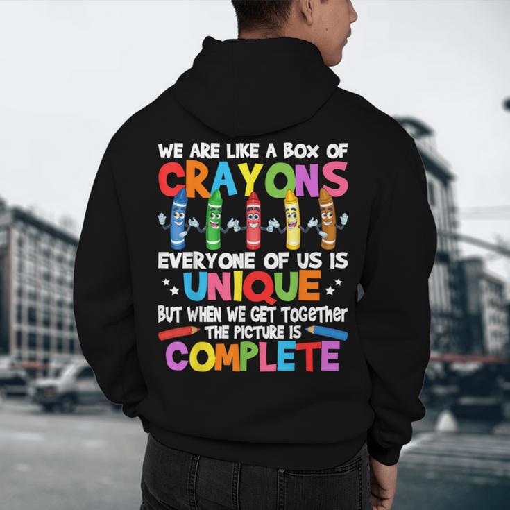 Teacher We Are Like a Box Of Crayons For Men Women Kids Men's Hoodie Back Print, novelty gifts, funny gifts Teacher We Are Like a Box Of Crayons For Men Women Kids Men's Hoodie Back Print, novelty gifts, funny gifts