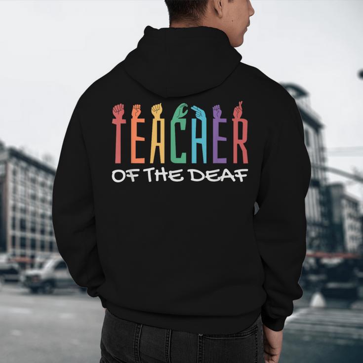 Teacher Of The Deaf ASL Teacher & Deaf Awareness Men's Hoodie Back Print, novelty gifts, funny gifts
