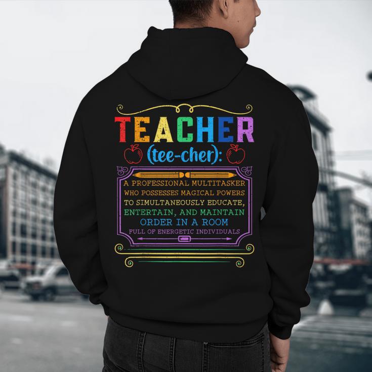 Teacher Definition Teaching School Teacher Men's Hoodie Back Print, novelty gifts, funny gifts