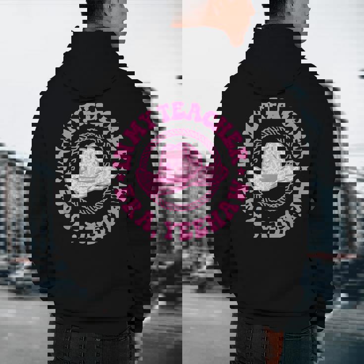 In My Teacher Era Yeehaw Pink Teacher Western Cowgirl Men&#x27;s Hoodie Back Print, novelty gifts, funny gifts