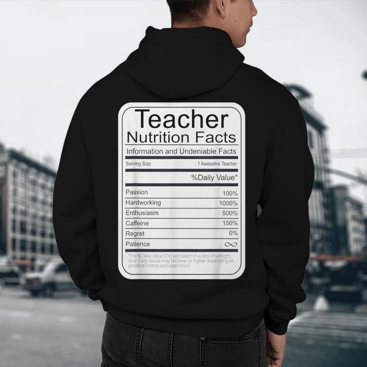 Teacher Nutrition Facts Teachers Nutritional Fact Men's Hoodie Back Print, novelty gifts, funny gifts Teacher Nutrition Facts Teachers Nutritional Fact Men's Hoodie Back Print, novelty gifts, funny gifts