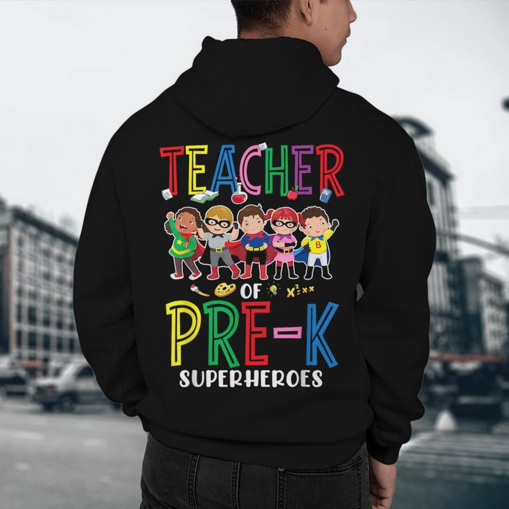 Teacher Of Pre K Superheroes Teacher New School Year Men Women Men's Hoodie Back Print, novelty gifts, funny gifts