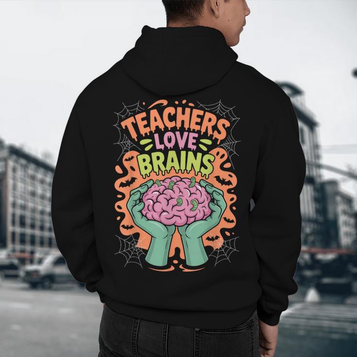 Teacher Teachers Love Brains Halloween Men Women Men's Hoodie Back Print, novelty gifts, funny gifts
