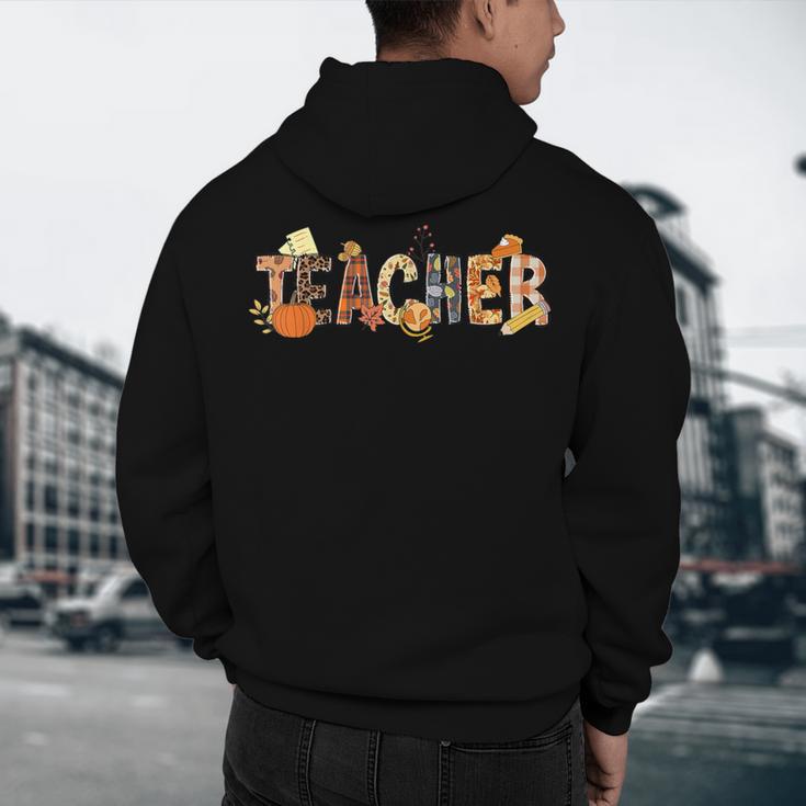 Teacher Thanksgiving Women Autumn Fall Halloween Pumpkin Tee Men's Hoodie Back Print, novelty gifts, funny gifts