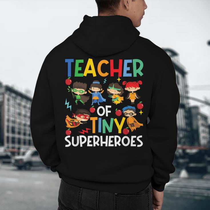 Teacher Of Tiny Superheroes Teach 100th Day Of School Men Women Girls Kids Men's Hoodie Back Print, novelty gifts, funny gifts