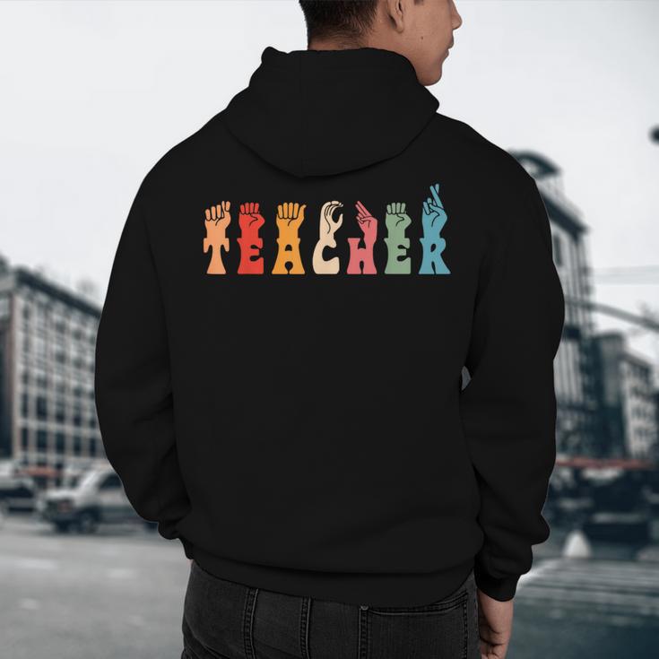 Teacher Word In Sign Language Awareness ASL Back To School Men's Hoodie Back Print, novelty gifts, funny gifts Teacher Word In Sign Language Awareness ASL Back To School Men's Hoodie Back Print, novelty gifts, funny gifts