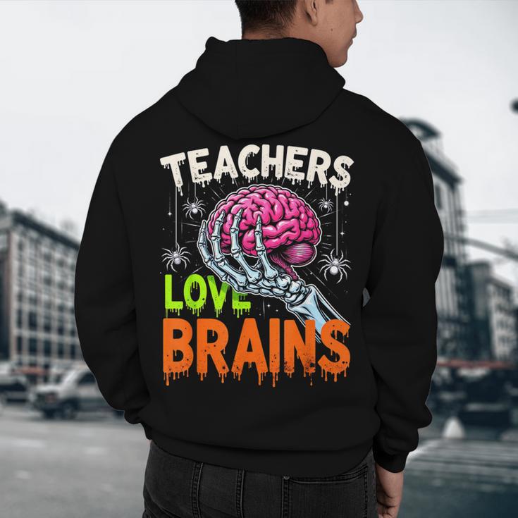 Teachers Love Brains Halloween 2025 Skeleton Costume Men's Hoodie Back Print, novelty gifts, funny gifts