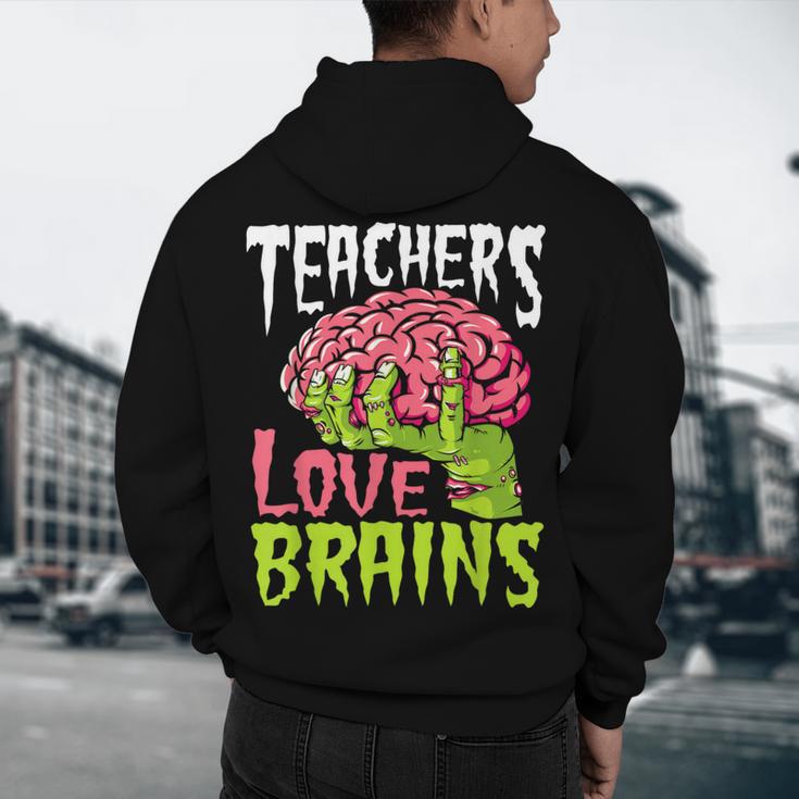 Teachers Love Brains Zombie Teacher Halloween Zombies Men's Hoodie Back Print, novelty gifts, funny gifts