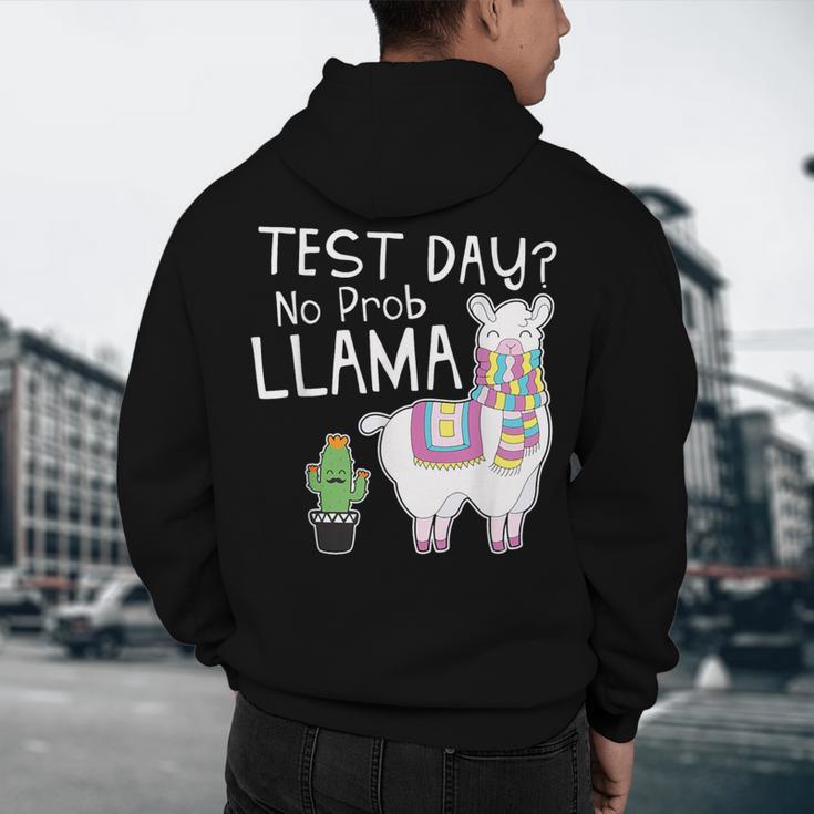 Teachers Testing Day Test Day No Prob Llama Teacher Men's Hoodie Back Print, novelty gifts, funny gifts