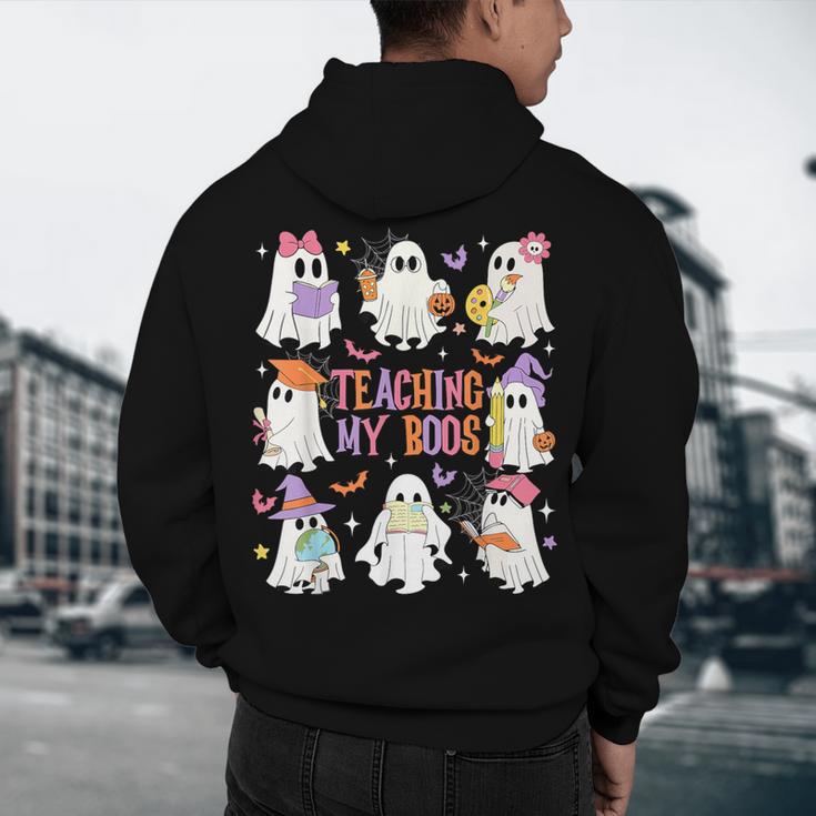 Teaching My Boos Teacher Cute Ghost Groovy Teacher Halloween Men's Hoodie Back Print, novelty gifts, funny gifts