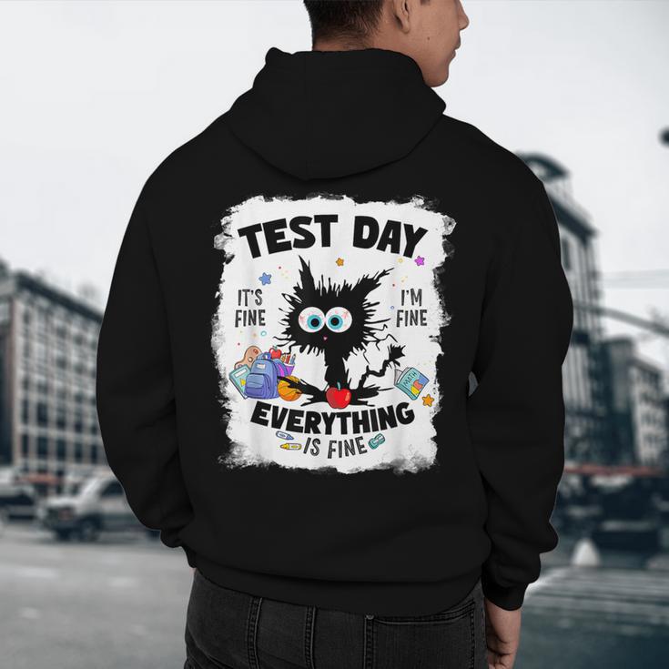 Test Day Stressed Cat Teacher Student Kids Testing Day Men's Hoodie Back Print, novelty gifts, funny gifts