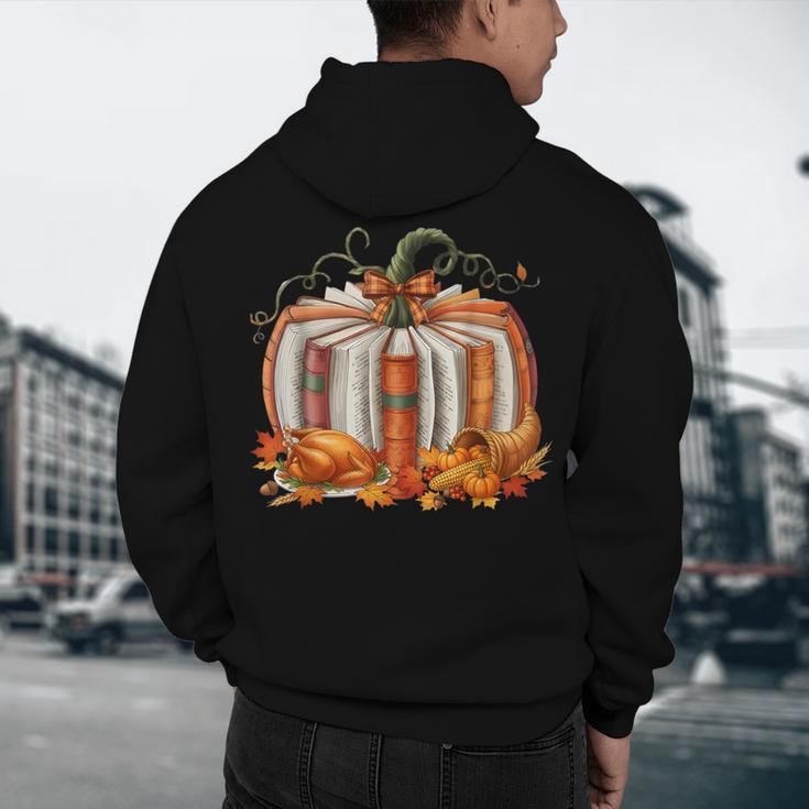 Thanksgiving Book Pumpkin Reading Teachers Fall Lovers Boys Men's Hoodie Back Print, novelty gifts, funny gifts Thanksgiving Book Pumpkin Reading Teachers Fall Lovers Boys Men's Hoodie Back Print, novelty gifts, funny gifts