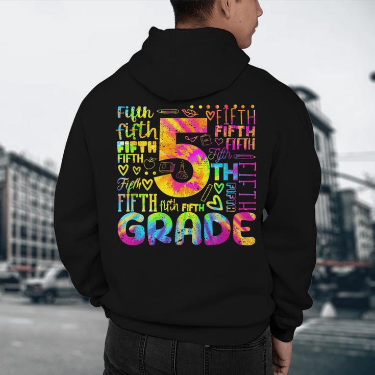 Tie Dye 5th Grade Typography Team Fifth Grade Teacher For Men Women Girls Kids Men's Hoodie Back Print, novelty gifts, funny gifts