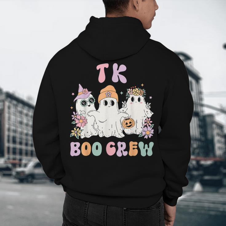 TK Boo Crew Retro Groovy Halloween Floral Ghost TK Teacher Men's Hoodie Back Print, novelty gifts, funny gifts