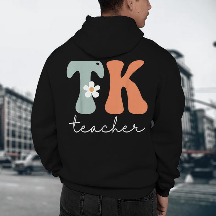 TK Teacher Retro Groovy Vintage Happy First Day Of School Men's Hoodie Back Print, novelty gifts, funny gifts TK Teacher Retro Groovy Vintage Happy First Day Of School Men's Hoodie Back Print, novelty gifts, funny gifts
