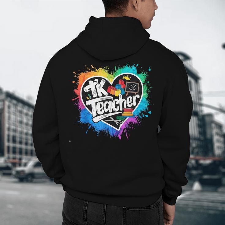 TK Teacher Transitional Kindergarten Heart Back To School Men's Hoodie Back Print, novelty gifts, funny gifts