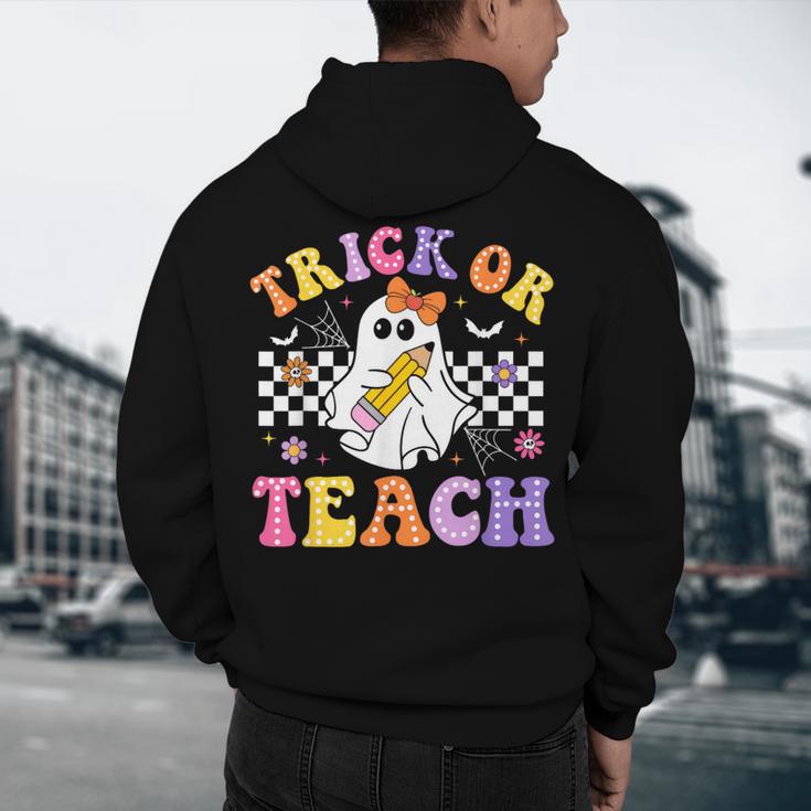 Trick Or Teach Groovy Halloween Teachers Men's Hoodie Back Print, novelty gifts, funny gifts