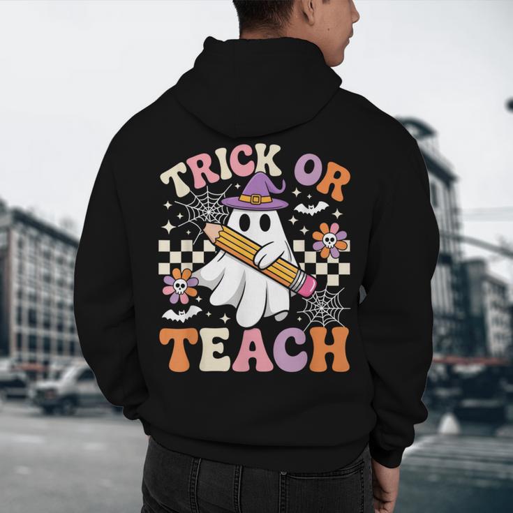 Trick Or Teach Groovy Teacher Halloween Retro Ghost Men's Hoodie Back Print, novelty gifts, funny gifts Trick Or Teach Groovy Teacher Halloween Retro Ghost Men's Hoodie Back Print, novelty gifts, funny gifts