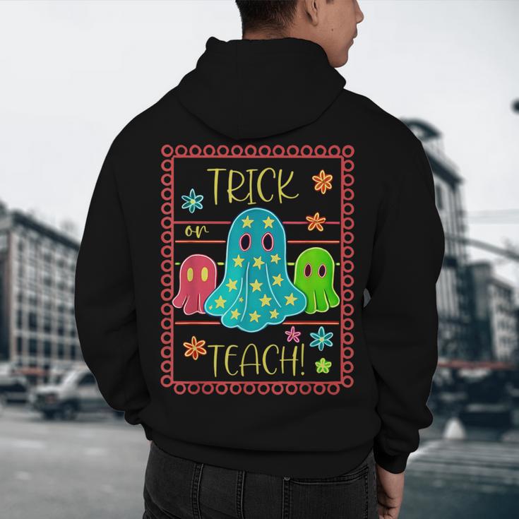 Trick Or Teach Neon Ghost Flower Teacher Spooky Halloween Men's Hoodie Back Print, novelty gifts, funny gifts