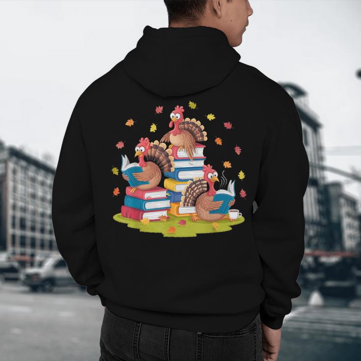Turkey Reading Books Fall Season Thanksgiving Teacher Book Men's Hoodie Back Print, novelty gifts, funny gifts Turkey Reading Books Fall Season Thanksgiving Teacher Book Men's Hoodie Back Print, novelty gifts, funny gifts
