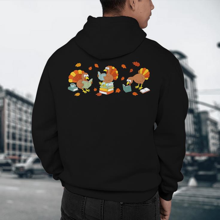Turkey Reading Books Fall Thanksgiving Teacher Book Lovers Men's Hoodie Back Print, novelty gifts, funny gifts Turkey Reading Books Fall Thanksgiving Teacher Book Lovers Men's Hoodie Back Print, novelty gifts, funny gifts