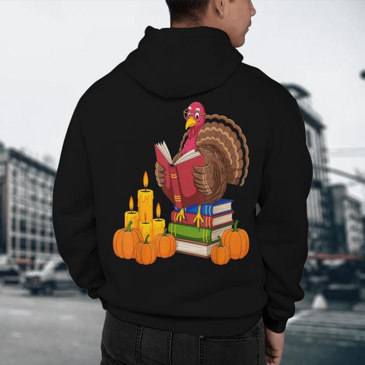 Turkey Reading Books Fall Thanksgiving Teacher Book Men's Hoodie Back Print, novelty gifts, funny gifts Turkey Reading Books Fall Thanksgiving Teacher Book Men's Hoodie Back Print, novelty gifts, funny gifts