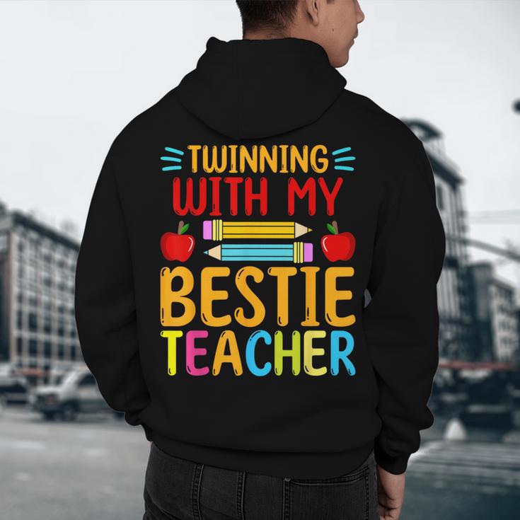 Twinning With My Bestie Teacher Boy Spirit Week Twin Day Men's Hoodie Back Print, novelty gifts, funny gifts