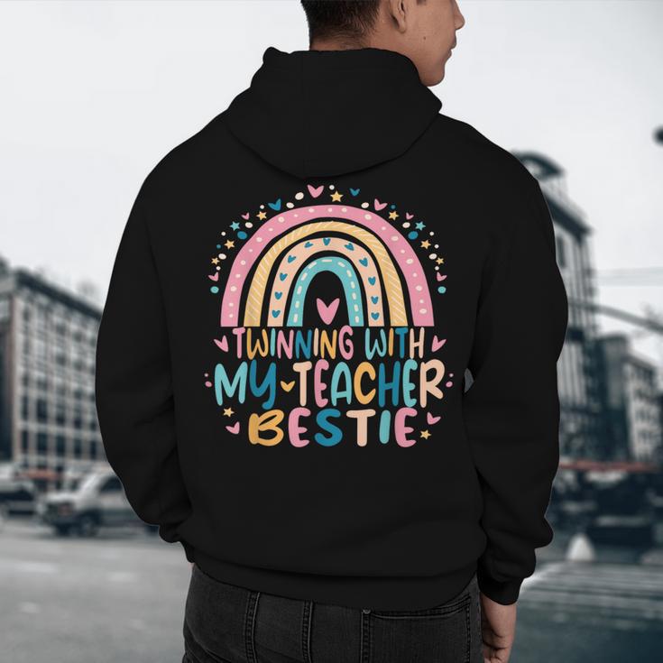 Twinning With My Teacher Bestie Rainbow Matching Teachers Men's Hoodie Back Print, novelty gifts, funny gifts