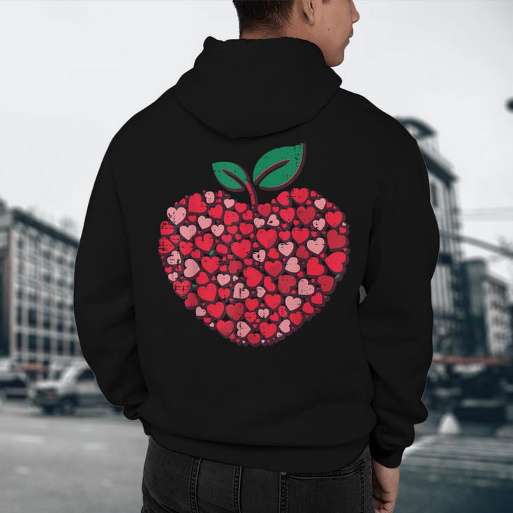 Valentines Day Teacher Hearts Apple Love Teach Women Men Men's Hoodie Back Print, novelty gifts, funny gifts