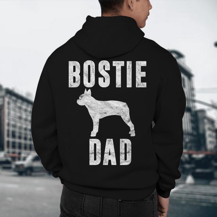 Vintage Boston Terrier Dad Dog Daddy Bostie Father Men's Hoodie Back Print, novelty gifts, funny gifts