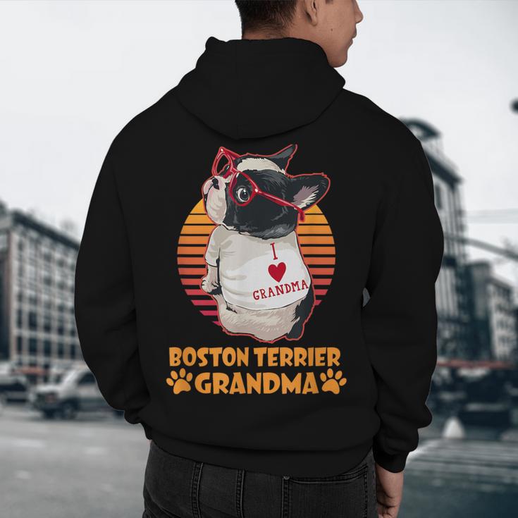Vintage Boston Terrier Grandma Wear Sunglasses Dog Lover Men Women Girls Kids Men's Hoodie Back Print, novelty gifts, funny gifts