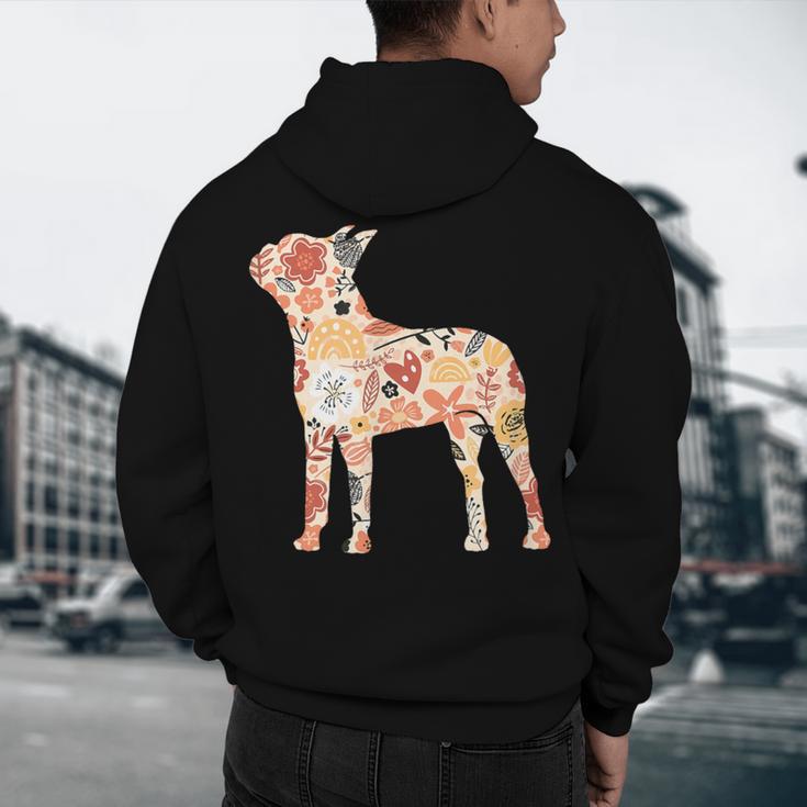 Vintage Floral Boston Terrier For Dog Lover Men's Hoodie Back Print, novelty gifts, funny gifts