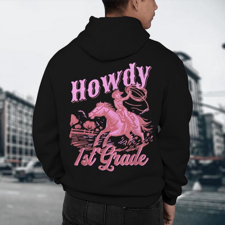 Vintage Howdy First Grade Cowgirl Teacher Western School Men's Hoodie Back Print, novelty gifts, funny gifts Vintage Howdy First Grade Cowgirl Teacher Western School Men's Hoodie Back Print, novelty gifts, funny gifts