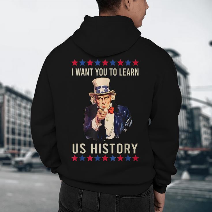 I Want You To Learn US History American Teacher School For Men Women Men's Hoodie Back Print, novelty gifts, funny gifts