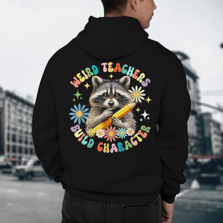Weird Teachers Build Character Raccoon Colourful Floral Men's Hoodie Back Print, novelty gifts, funny gifts Weird Teachers Build Character Raccoon Colourful Floral Men's Hoodie Back Print, novelty gifts, funny gifts
