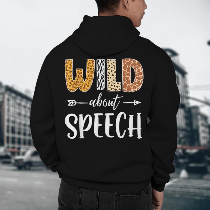 Wild About Speech SLP Leopard Teacher Back To School Kids Men's Hoodie Back Print, novelty gifts, funny gifts