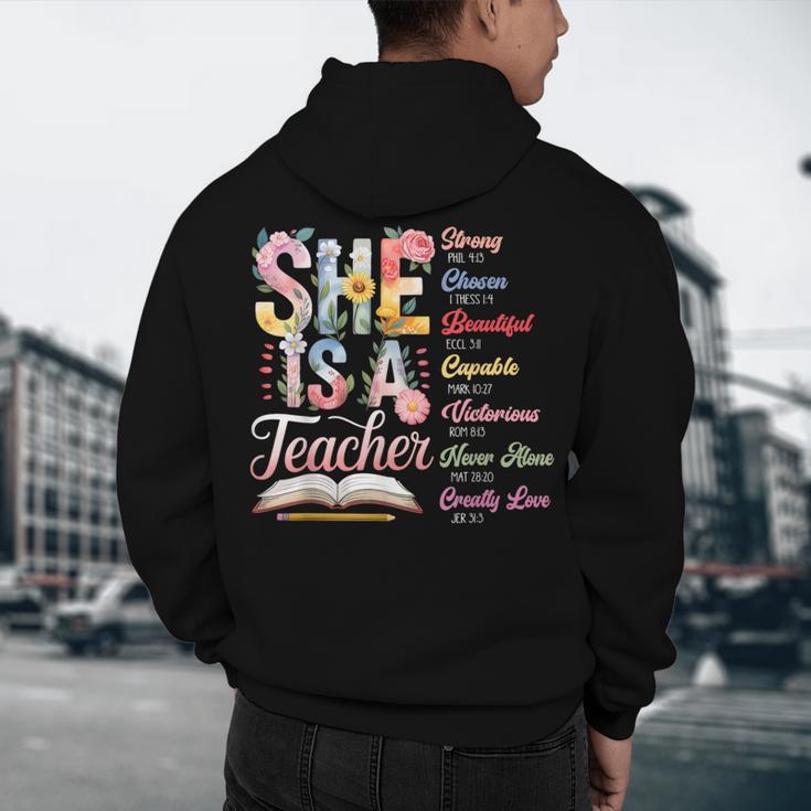 Women Bible Verse Christian Teacher God Says Back To School Men's Hoodie Back Print, novelty gifts, funny gifts