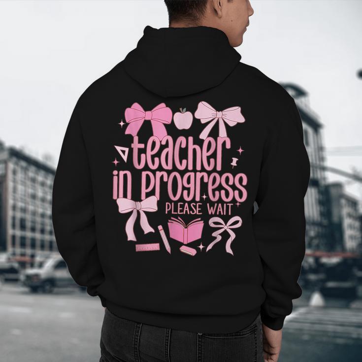 Women Teacher In Progress Coquette Pink Bow Future Teacher Men's Hoodie Back Print, novelty gifts, funny gifts Women Teacher In Progress Coquette Pink Bow Future Teacher Men's Hoodie Back Print, novelty gifts, funny gifts