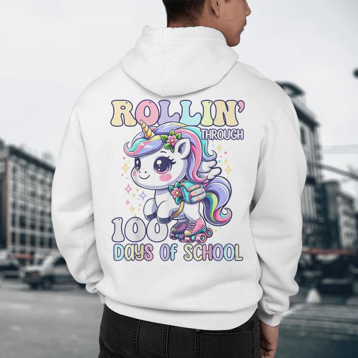 100 Days Of School Girls Teacher 100th Day Unicorn Outfit Men's Hoodie Back Print, novelty gifts, funny gifts