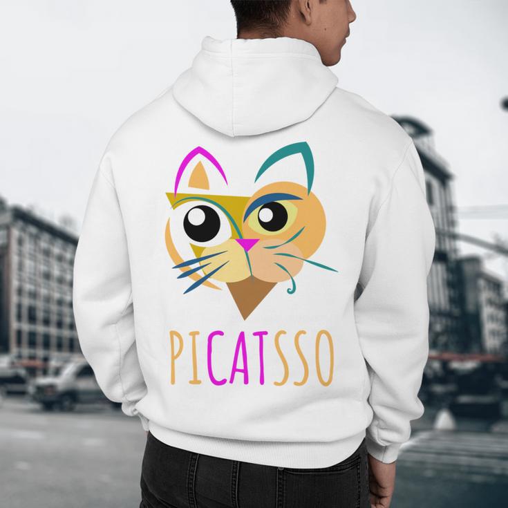Abstract Cat Art Picatsso Shirt For Art Teachers Men's Hoodie Back Print, novelty gifts, funny gifts