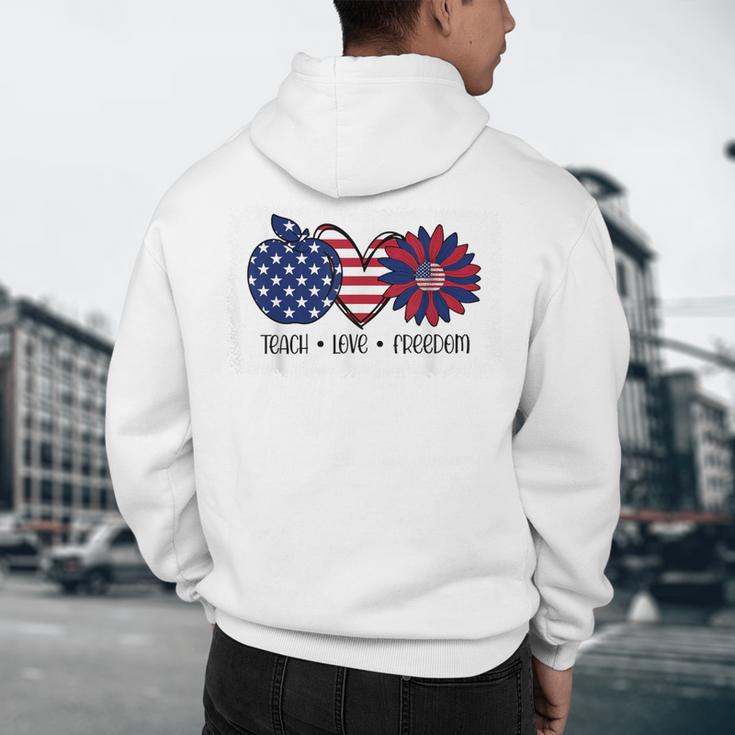 American Flag Teach Love Freedom Preschool Teacher 4th July Men's Hoodie Back Print, novelty gifts, funny gifts American Flag Teach Love Freedom Preschool Teacher 4th July Men's Hoodie Back Print, novelty gifts, funny gifts