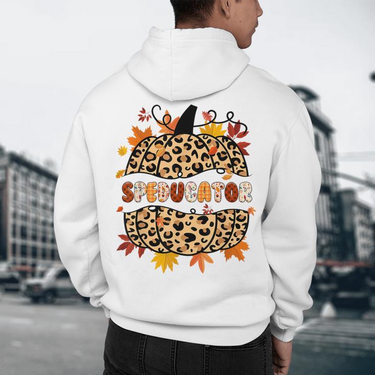 Autumn Fall SPED ED Teacher Thankful Grateful Pumpkin Retro Men's Hoodie Back Print, novelty gifts, funny gifts