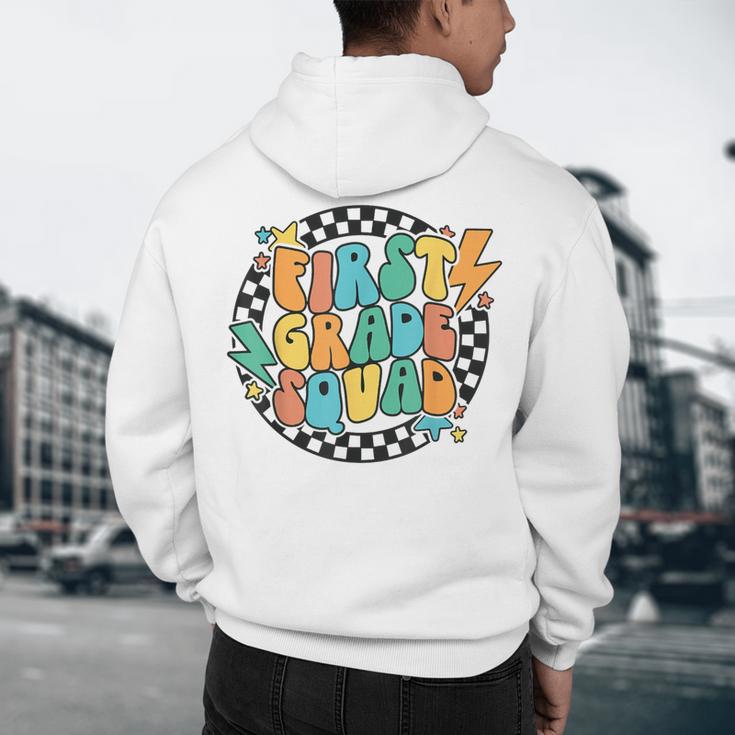 Back To School Groovy Teacher 1st First Grade Crew Squad Men's Hoodie Back Print, novelty gifts, funny gifts